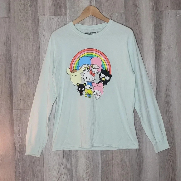 🛍Sanrio Hello Kitty & Friends Womens S/M Light Blue Long Sleeve Tee Casual‎ - Picture 1 of 4